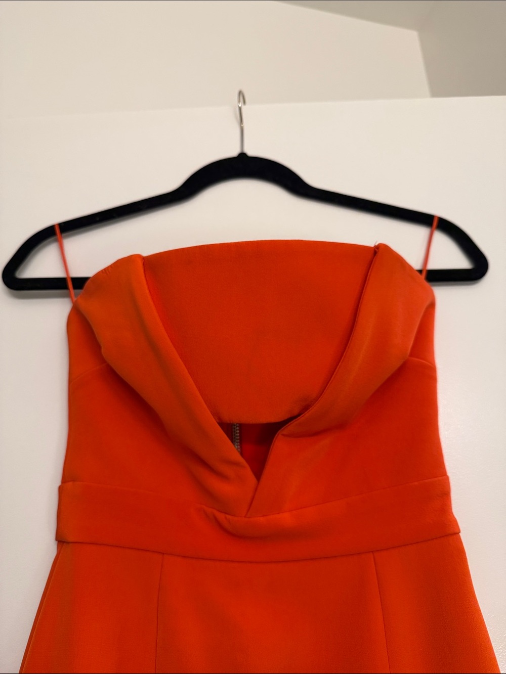 NICHOLAS Orange Coral Red Silk Strapless Cutout Front Slit Cocktail Dress Size 2 - Picture 6 of 15